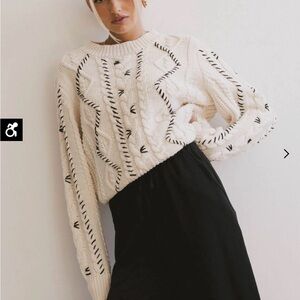 New without tags - Cream and Black Cable Knit Sweater